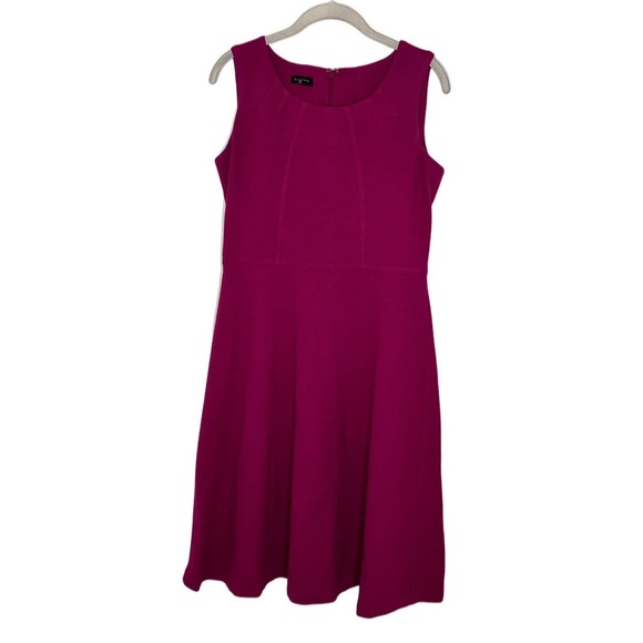 Talbots Magenta Fit & Flare A-Line Ribbed Knit Sleeveless Dress Sz Small - Picture 1 of 5